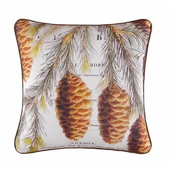 Pinecone Digital Print Throw Pillow, 18" x 18"