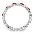 thumbnail image 2 of Solid 925 Sterling Silver Stackable Red and White Enamel Heart Ring Eternity Band Size 6, 2 of 6