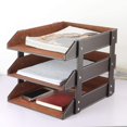 thumbnail image 3 of Very Sturdy 3 Tier PU Leather File Rack for Office Supplies/Stationery/File/Paper,Stackable Letter Tray,Document filing, 3 of 5