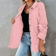 thumbnail image 5 of VEKDONE 2023 Clearance Women Casual Corduroy Shirt Oversize Ladies Shacket Jacket Long Sleeve Button Down Boyfriend Blouse Open Front Coat Top, 5 of 8