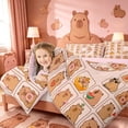 thumbnail image 4 of meiyoeat meiyoeat Initial Alphabet D 7-Piece Twin Bedding,Kawaii Animal Capybara Bedding Comforter Set,Pink Reversible, 4 of 7