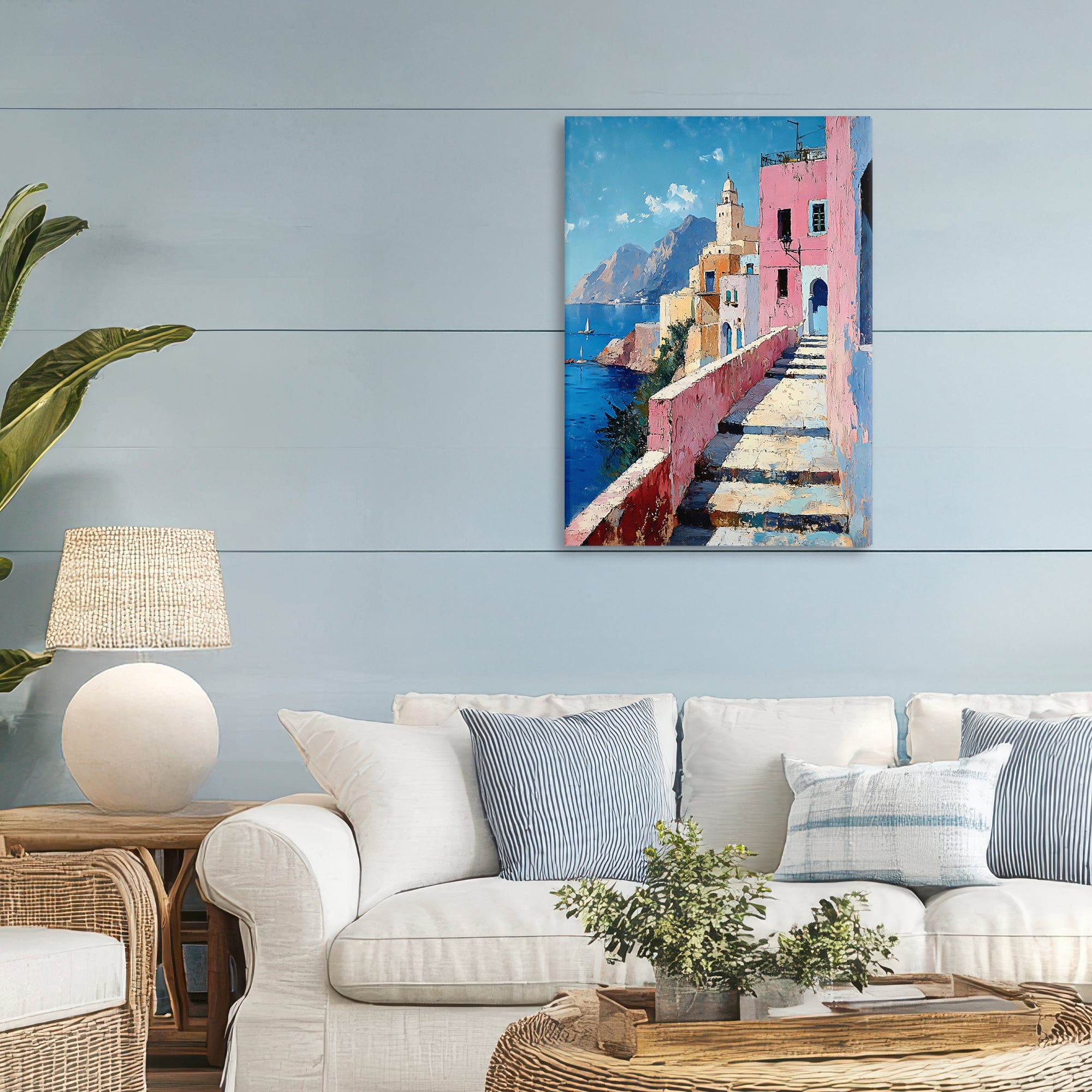 Stupell Industries Coastal Village's Sunlit Pathway Canvas Wall Art, design by Creative Studio