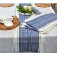 thumbnail image 6 of Coffee Table Runner Woven Stripes Dresser Top Cover Small Dining Table Mat Organic Cotton Rustic Farmhouse Short Cloth Strip For Kitchen Buffet Table Non Slip Ombre Texture Blue / Off White 14"x48”, 6 of 7