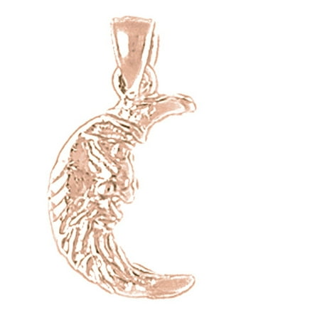 14K Rose Gold Moon Pendant - 22 mm
