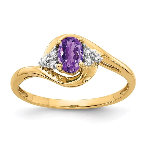 14k 6x4 Oval February/Amethyst and Diamond Ring XBS405