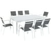 Mod Furniture Harper 9-Piece Outdoor Dining Set with 8 Sling Chairs and a 40" x 118" Expandable Dining Table