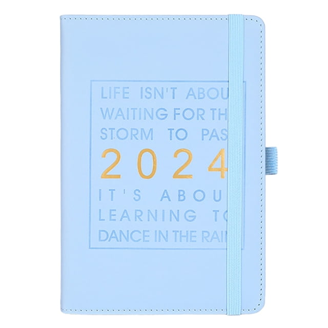 Planificador Hukapapa 2024 - Planificador semanal y mensual de 12 meses de enero de 2024 a diciembre de 2024, cierre elástico, plan diario, 21,5 x 14,5 cm, azul,