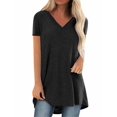 thumbnail image 1 of Jinqian T-shirt Manches Courtes Femme Grande Taille Tops Casual V Tunique Col Rond Chemisier, 1 of 3