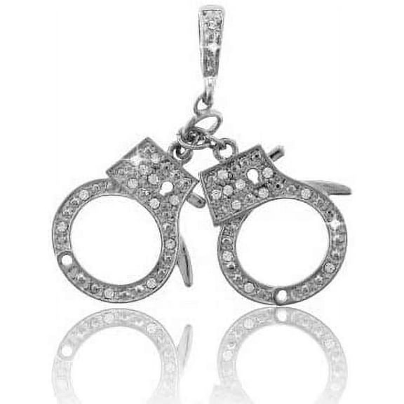 Hip-Hop Bling Silver Tone Hand Cuffs Pendant