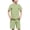 Green, variant on Boys Cotton Linen Outfit Sets Short Sleeve Crew Neck T-Shirt & Shorts Summer Casual Clothes for 5-14 Years