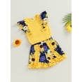 thumbnail image 3 of Wassery Toddler Girls Summer Outfit 1T 2T 4T 5T 6T Kids Clothes Casual Ribbed T-shirts Tops Elastic Ruffle Floral Shorts 2PCS Clothing Set, 3 of 8