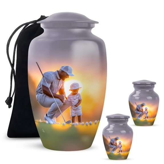 Yatskia Golf Ball Large Cremation Urn for Human Ashes Adult Male and Female, Decorative Urn for Ashes Adult Men and Women, (Classic 10 Inch and 3 Inch)