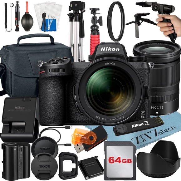 Nikon Z6 II Mirrorless Camera Bundle with NIKKOR Z 24-70mm f/4 S Lens + 64 GB Card + Case + Tripod + ZeeTech Accessory