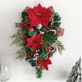 thumbnail image 6 of LHWEN Christmas Inverted Tree Upside Down Artificial Christmas Tree Rattan Wall Hanging with Bow Door Decor Festive Ambience and Reusable Decoration for Home Fireplace Window Shop or Christmas Party, 6 of 8