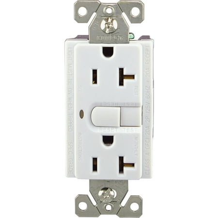 Electric Outlet Wiring Cooper Wiring Devices Devices White Satin Aspire Lighted GFCI Duplex Receptacle GFI Outlet 20A 9569WS ()