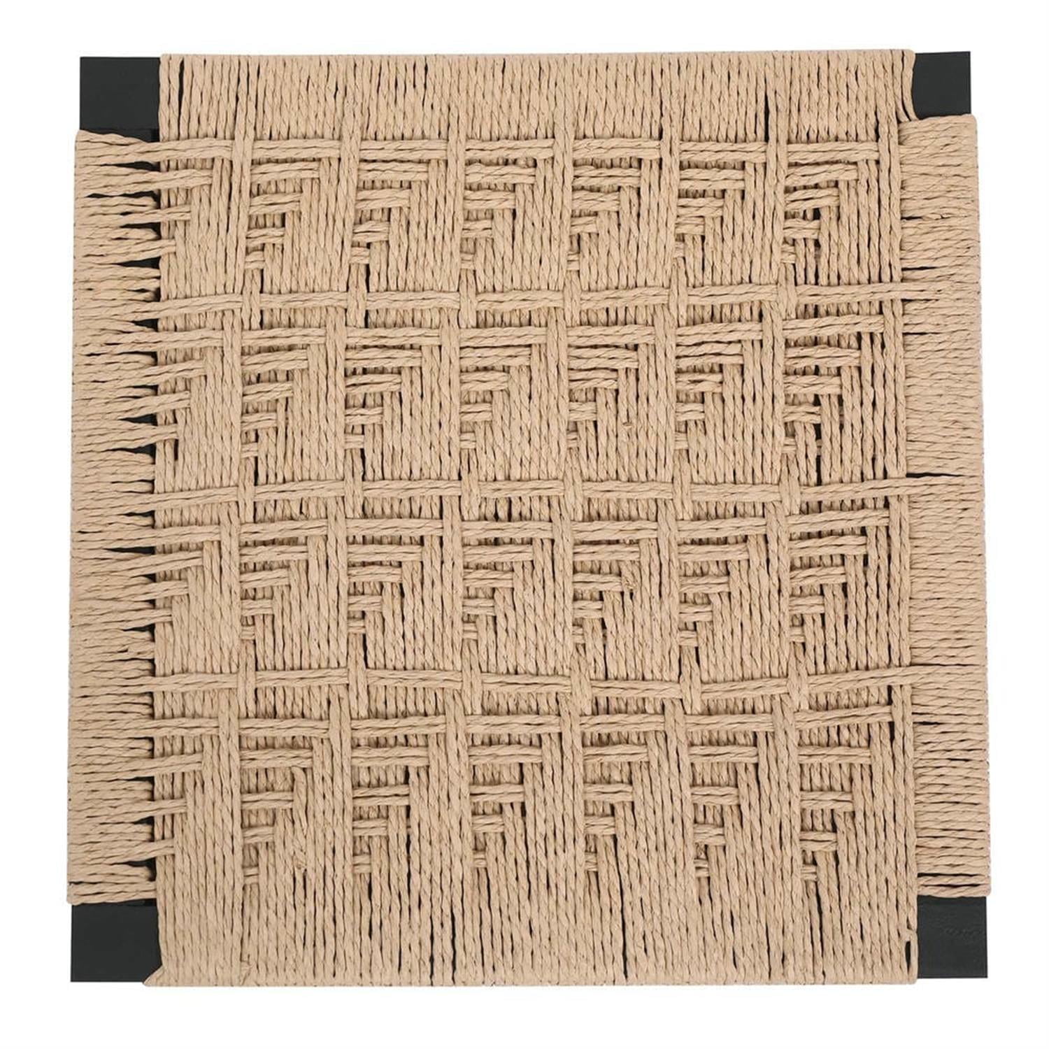 Demi Bonn 34" Counter Height Bar Stools Set of 2, Paper Rope Weave Barstools with Back, Armless Kitchen Island Countertop Chairs for Dining Room, Beige