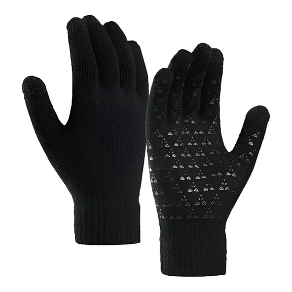 TELOLY Warm Texting Gloves Winter Gloves for Women and Men, Upgraded Knit Soft Thermal Elastic Gloves with Touchscreen and Anti-Slip Features, Black, One Size