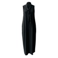 thumbnail image 4 of Bysome Women Dresses Solid Color Sleeveless Tie Neck Dress Summer Breathable Women Dress Size 2XL Black, 4 of 5