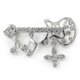 thumbnail image 1 of Rhodium Plated Clear Crystal Guitar with Musical Charms Brooch - 45mm Across, 1 of 5