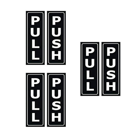 Black Push Pull Door Sign Stickers PVC Practical Door Decals for Supermarket Home Hotel 6pcs