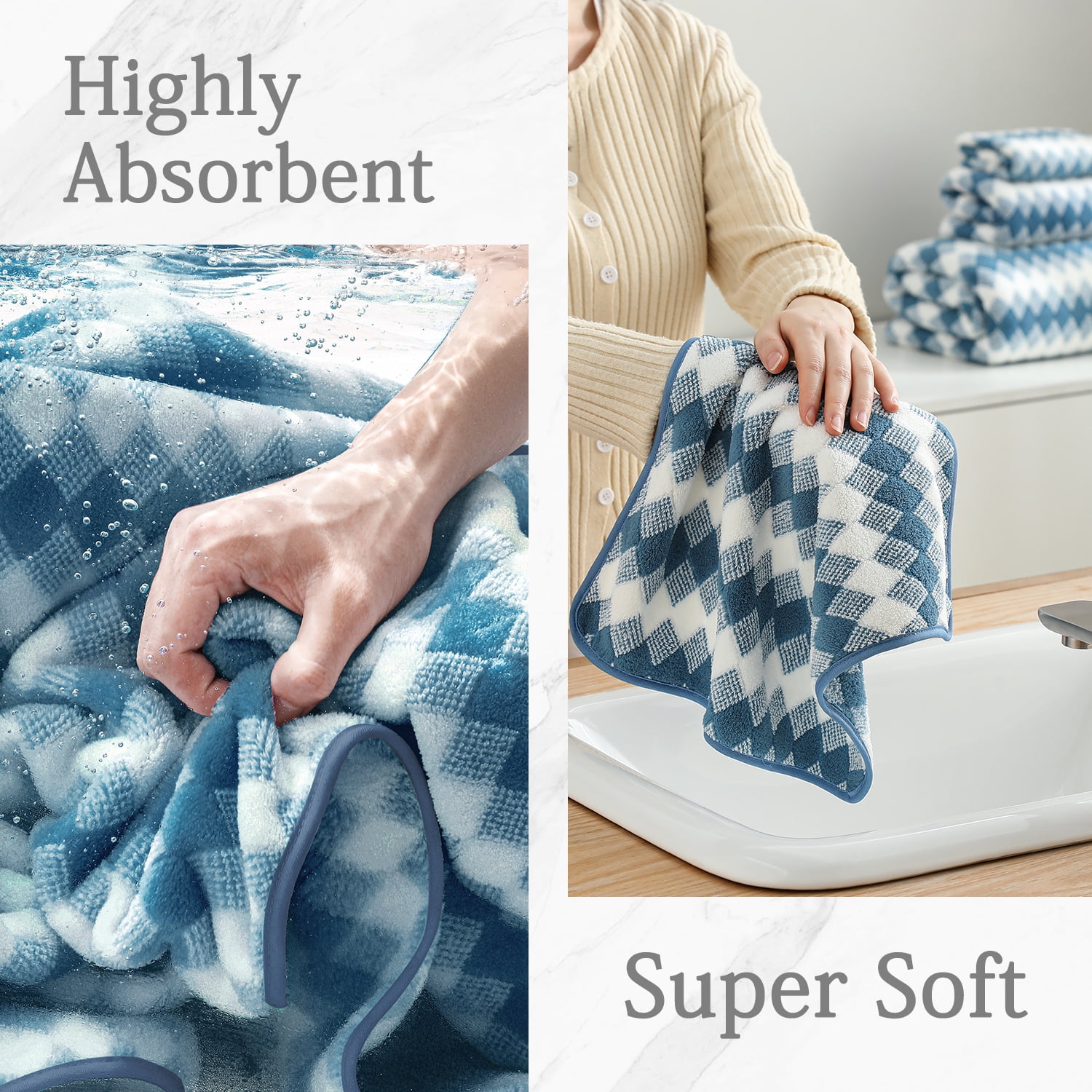 Smuge Extra Large Bath Towel Sets of 8, 2 Large Bath Towels Oversized, 2 Hand Towels, 4 Washcloths, Soft Microfiber, Quick Dry, Highly Absorbent Bath Towels for Bathroom Kitchen Spa(Blueberry Color)
