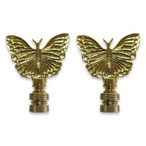 Royal Designs, Inc. Monarch Butterfly Lamp Finial for Lamp Shade, F-5022PB-2, Polished Brass, Pack of 2