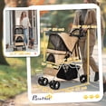 thumbnail image 3 of PawHut Dog Stroller, One-click Folding Pet Stroller with Cup Holder, 4 Wheels Travel Carrier w/ Brakes, 360° Swiveling Front Wheels, Storage Basket, for XS/Small Dogs Cats, Coffee, 3 of 10