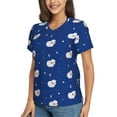 thumbnail image 5 of Yiaed Moon Lamb Print Women's T Shirt V-Neck Short Sleeve Shirt Casual Breathable Tee Summer Tops-XX-Large, 5 of 5