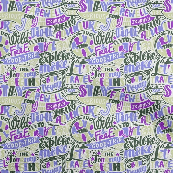 oneOone Cotton Poplin Twill Purple Fabric Writing Text Sewing Craft Projects Fabric Prints By Yard 56 Inch Wide