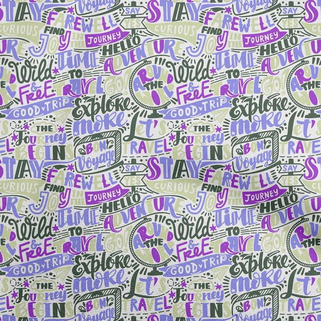 oneOone Georgette Viscose Purple Fabric Writing Text Sewing Material Print Fabric By The Yard 42 Inch Wide