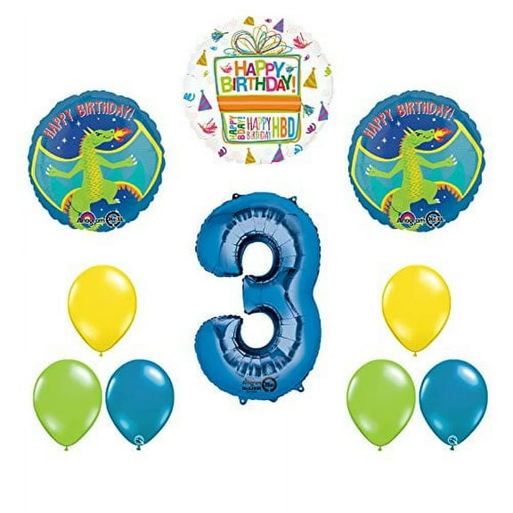 Dragon 3rd Birthday Party Supplies and Balloon Decoration Bouquet