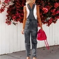 thumbnail image 6 of SAWOBUUN Women Ripped Denim Bib Overalls Casual Loose Fit Adjustable Strap Jeans Pants Jumpsuits, 6 of 8