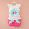 thumbnail image 2 of NIEWTR Toddler Baby Girl Outfits Plaid Flying Sleeve Ruffle Tops Shorts Sets and Headband Infant Baby Girl Summer Clothes 2PCS Clothes Set(Hot Pink,3-4 Years), 2 of 5