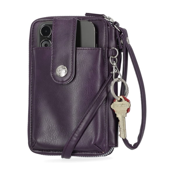 Cartera bandolera Mundi Jacqui RFID de piel vegana, color morado