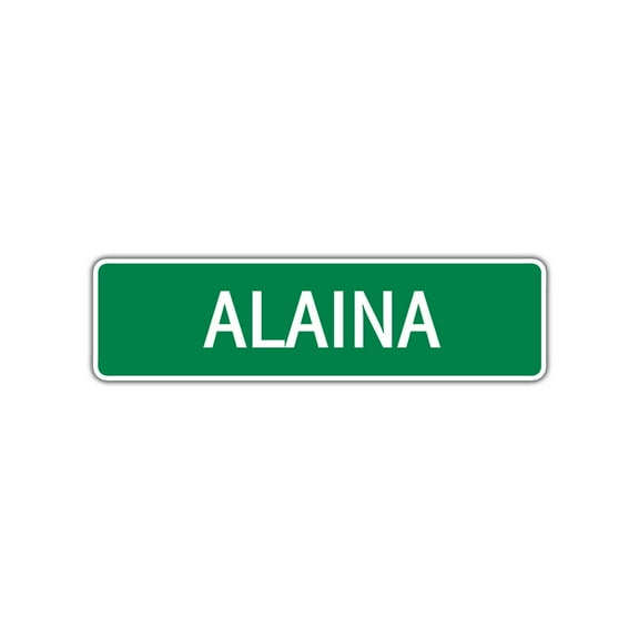 Alaina Girls Children Name Letter Indoor Outdoor Unique Printed Label Wall Plaque Decoration Aluminum Metal Sign 4"x13.5"