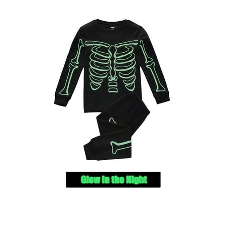 

Dadaria Fall Baby Boys Clothes 1-7Y Toddler Kids Pajamas Boys Glow in Dark Skeleton Cotton Sleepwear Set Black 130 Boys