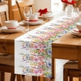 thumbnail image 5 of Pink Flowers Cotton Linen Table Runner for Dining Kitchen, Spring Floral Daisy Farmhouse Pastoral Botanical Wedding Outdoor Party Tablerunners, Dresser Scarf Coffee Tablecloth Runners 13x36 Inches, 5 of 9