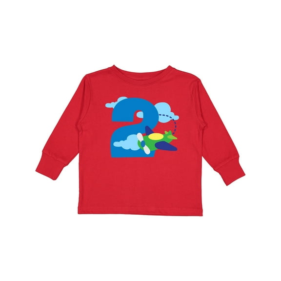 Inktastic 2nd Birthday Airplane Pilot Boys Long Sleeve Toddler T-Shirt