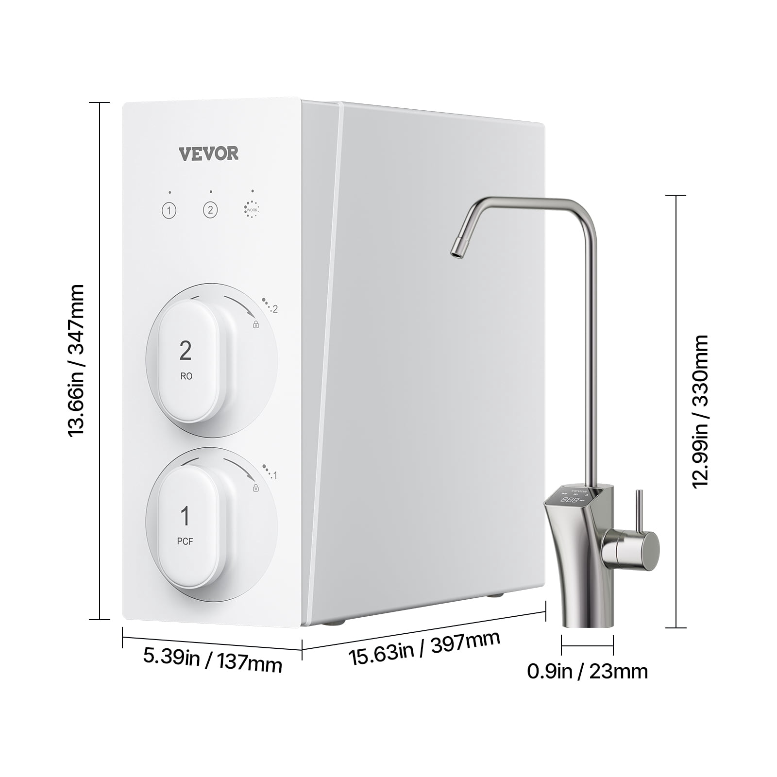 VEVOR Reverse Osmosis System, 800 GPD 8-stage Tankless Reverse Osmosis Water Filter, NSF Certified TDS Reduction, Under Sink Water Filtration System with Smart Display Faucet, 2:1 Pure to Drain Ratio