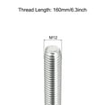 thumbnail image 2 of Uxcell Fully Threaded Rod M12 x 160mm 1.75mm Thread Pitch 304 Stainless Steel Right Hand Threaded Rods Bar Studs 2 Pack, 2 of 6