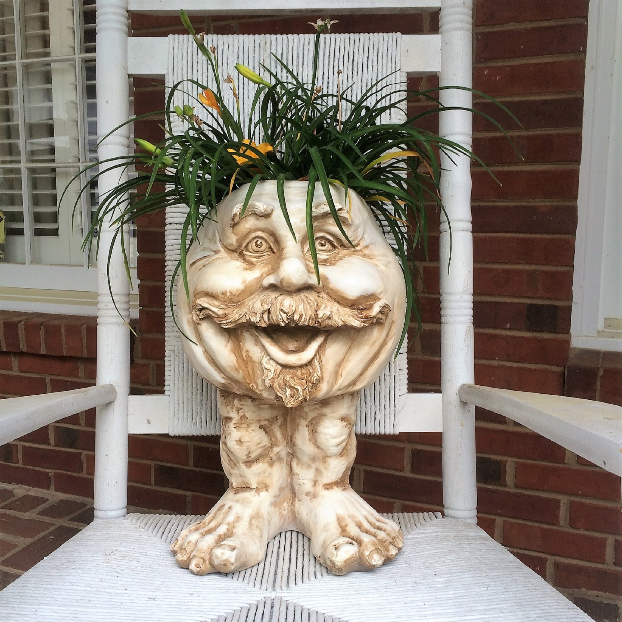 Homestyles Antique White Uncle Nate the Muggly Face Humorous Statue Planter Pot