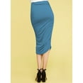 thumbnail image 3 of Made by Johnny Women's Slim fit Bodycon Party Club Night Out Elegant Ruched High Waist Long Pencil Skirt with Side Shirring XXL DENIM, 3 of 6