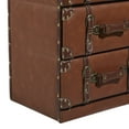 thumbnail image 6 of DecMode 16" x 35" Brown Wood Faux Leather 5 Drawers Chest with Buckle and Strap Detailing, 1-Piece, 6 of 15