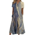 thumbnail image 3 of Cameland Robe d'Été pour Femme Décontractée à Col en V avec Boutons, Manches Courtes, Imprimée, Coupe Évasée, avec Poche, 3 of 5