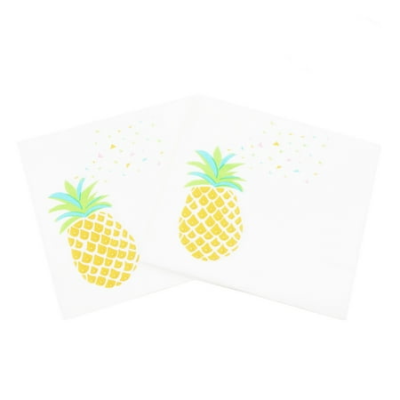 Worgeous 100Pcs/5Bags Lunch Napkin Printed Napkin Paper for Birthday Dinner Party Favors Supplies (Pineapple)
