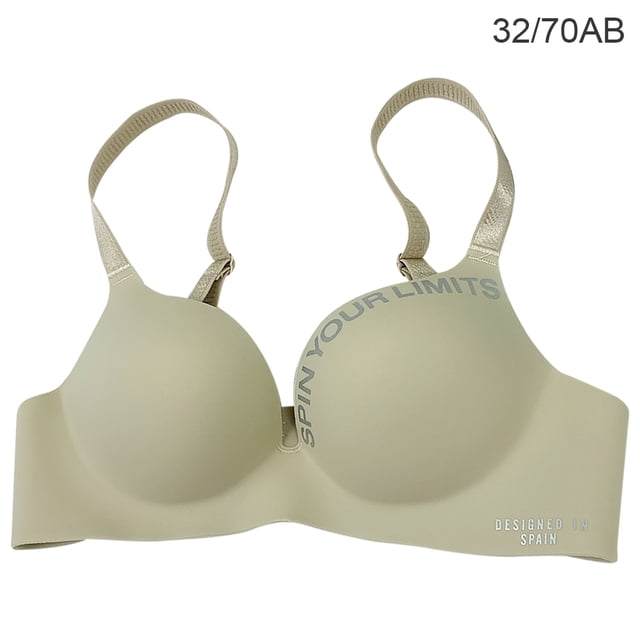 Sujetador sin costuras Mujer Ropa interior inalámbrica Letras Copa delgada Sujetador push up para niñas, Beige, 32/70AB Inevent AP001148-05B