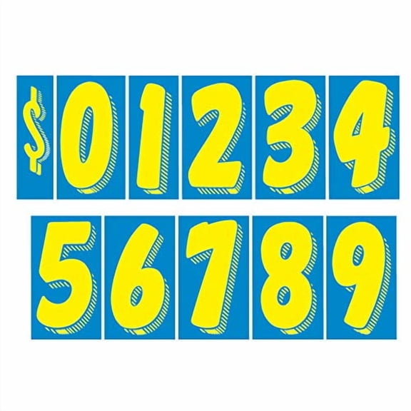 EZ Line Vinyl Decals for Cars Blue and Yellow Large Number Stickers 11 Dozen Windshield Numbers Pro Pack Dealer Supplies EZ167