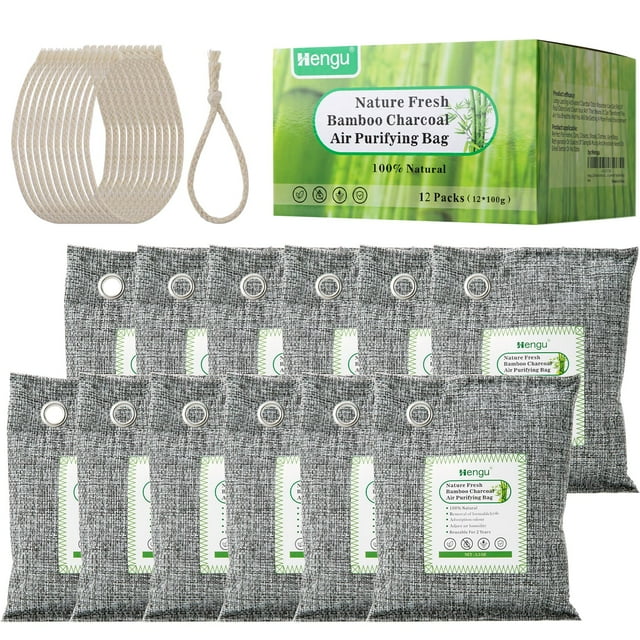 Absorbedor de olores de carbón activado Hengu, paquete de 12 unidades, 100 g