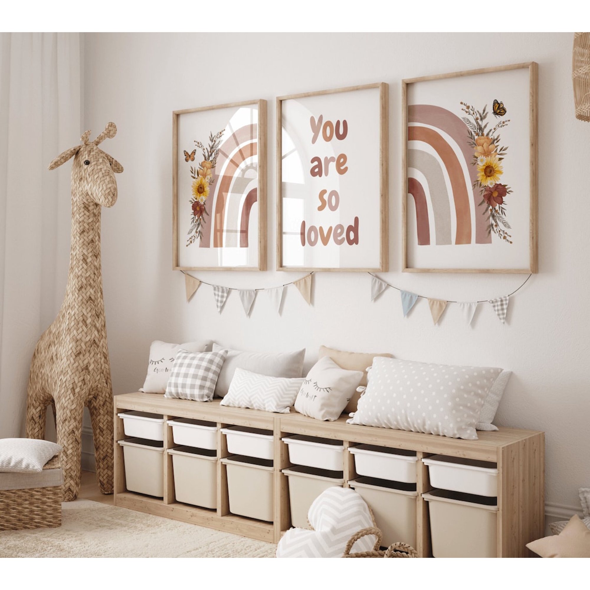 Nursery Wall Art Prints Boho Nursery Decor Rainbow Prints Nursery Art Baby Girl Nursery Wall Decor Boho Rainbow Nursery Ideas 300, Poster Only