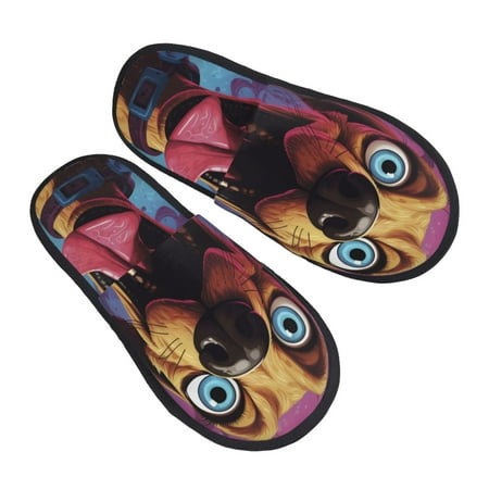 

Ocsxa Mens Womens Cozy Memory Foam Scuff Slippers Slip On Warm House Shoes Indoor/Outdoor Cartoon Big-Eyed Dog Designs-Large